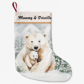 クリスマスかわいい親子ホッキョクグマ スモールクリスマスストッキング (正面)