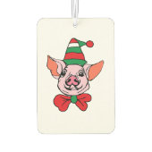 クリスマスかわいい豚の男の子のフェスティバルファームからの挨拶 カーエアーフレッシュナー (裏面)