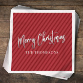 クリスマスかわいい赤お洒落書ストライプの道 スタンダードカクテルナプキン