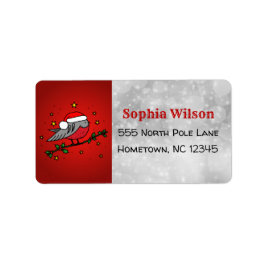 クリスマスかわいい赤ロビンバード ラベル