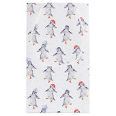 クリスマスかわいい踊りペンギン柄の小さな贈り物 スモールペーパーバッグ (裏面)