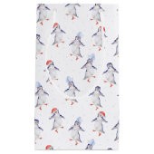 クリスマスかわいい踊りペンギン柄の小さな贈り物 スモールペーパーバッグ (正面)