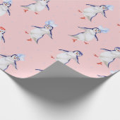 クリスマスかわいい踊りペンギン柄 ラッピングペーパー (角)