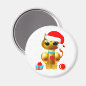 クリスマスかわいい金猫の猫の漫画 マグネット (正面/裏面)