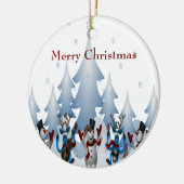 クリスマスかわいい雪だるまとトナカイ・バンド セラミックオーナメント (左)