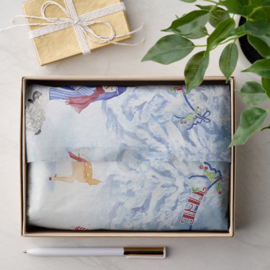 クリスマスかわいい雪だるま出生水彩家族 薄葉紙 (ギフト)