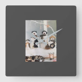 ****クリスマスかわいい雪だるま****時計 スクエア壁時計 (正面)