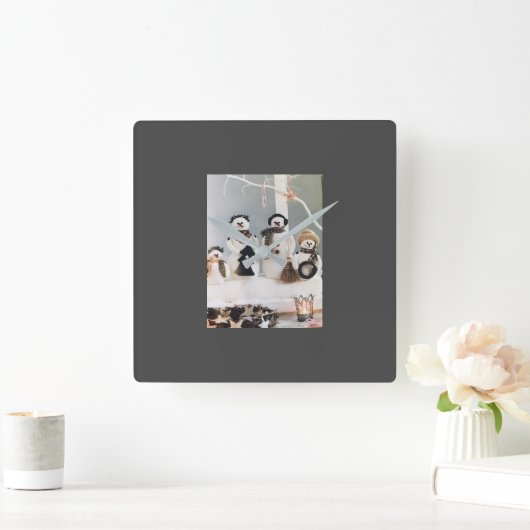 ****クリスマスかわいい雪だるま****時計 スクエア壁時計 (ホーム)