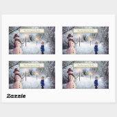 クリスマスかわいい雪だるま 長方形シール (シート)