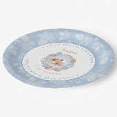 クリスマスかわいい青い鹿の男の子の赤ちゃんシャワー ペーパープレート (アングル)