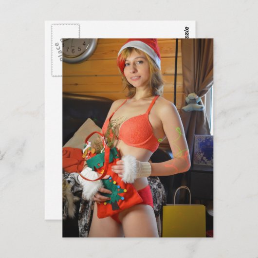 クリスマスかわいこちゃん写真はがき ポストカード (正面/裏面)