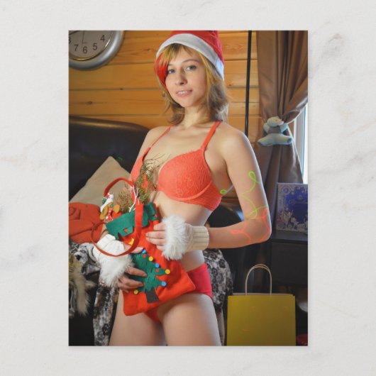 クリスマスかわいこちゃん写真はがき ポストカード (正面)