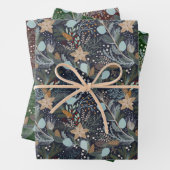 クリスマスかわいらしのお洒落花の模様 ラッピングペーパーシート (インサイチュ)