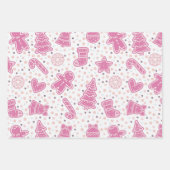 クリスマスかわいらしの木々が星を聞く ラッピングペーパーシート (正面3)