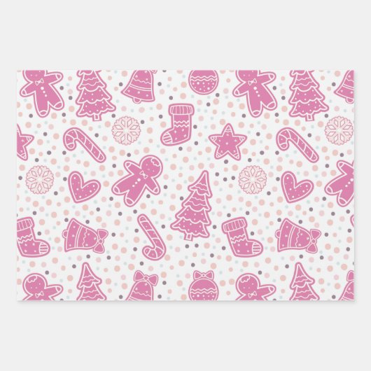 クリスマスかわいらしの木々が星を聞く ラッピングペーパーシート (正面3)