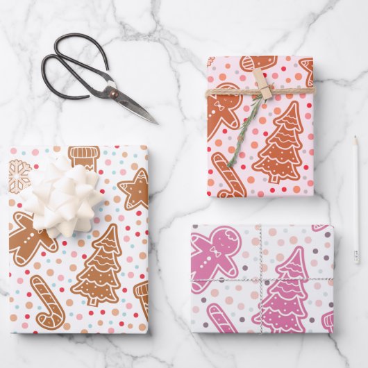 クリスマスかわいらしの木々が星を聞く ラッピングペーパーシート (正面)