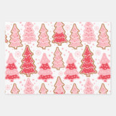 クリスマスかわいらしの木と雪の結晶クリスマス ラッピングペーパーシート (正面3)