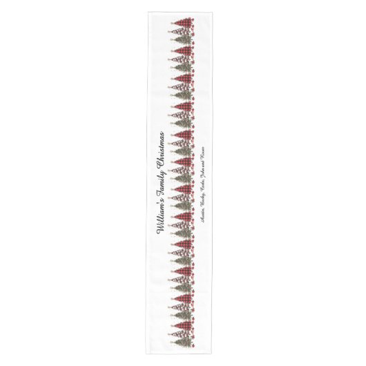 クリスマスかわいらしの木を格子状に並べる ミディアムテーブルランナー (正面)