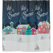 クリスマスかわいらしの町は雪のクリスマスの装飾 シャワーカーテン (正面)