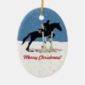 クリスマスかわいらしの馬のジャンプ セラミックオーナメント (正面)
