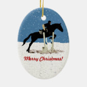 クリスマスかわいらしの馬のジャンプ セラミックオーナメント (裏面)