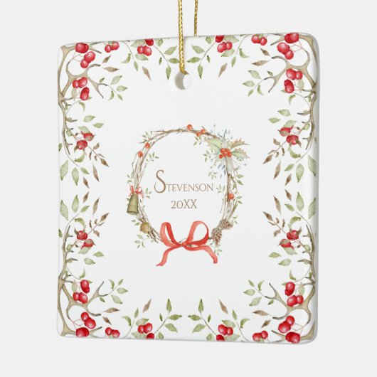 クリスマスかわいらしタイポグラフィ セラミックオーナメント (左)