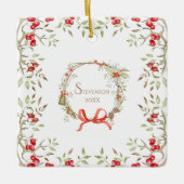 クリスマスかわいらしタイポグラフィ セラミックオーナメント (正面)