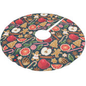 クリスマスかわいらしパターン ブラッシュドポリエステルツリースカート (アングル)