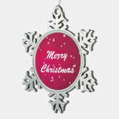 クリスマスかわいらしレッドの雪片 スノーフレークピューターオーナメント (右)
