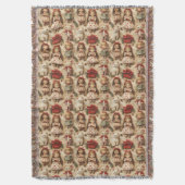 クリスマスかわいらし人形がキャンディカネリボンを子猫に スローブランケット (正面縦)