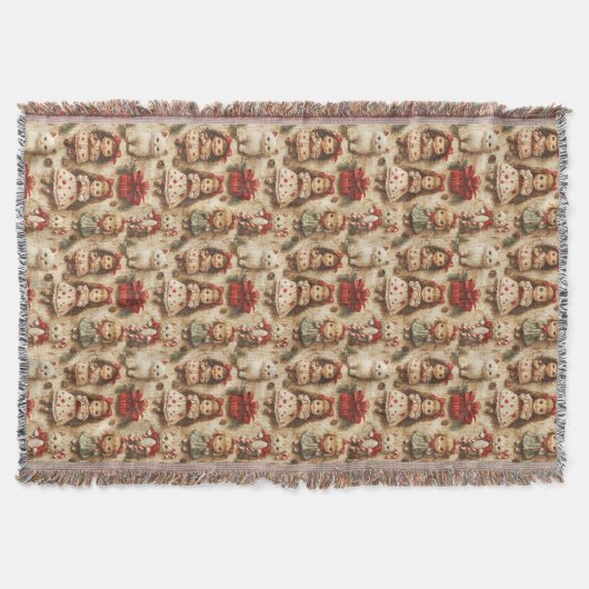 クリスマスかわいらし人形がキャンディカネリボンを子猫に スローブランケット (正面)