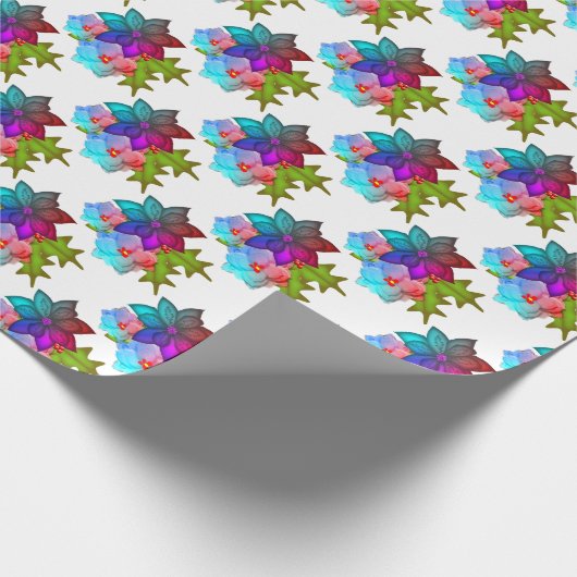 クリスマスかわいらし多肉質フローラ ラッピングペーパー (角)