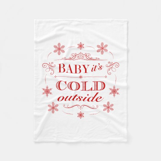 クリスマスか冬の赤と白の雪片 フリースブランケット (正面)