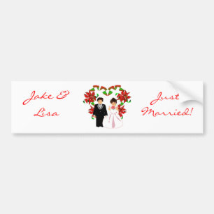 クリスマスか12月のたった今結婚しましたのバンパーステッカー バンパーステッカー