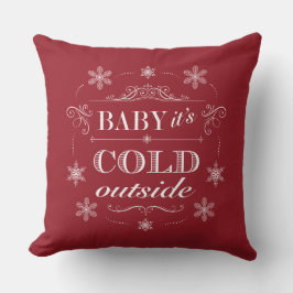 クリスマスかApresスキー赤と白の雪片 クッション