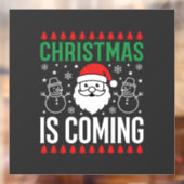 クリスマスがやってくるサンタクロースの雪だるま ウィンドウサイン (シート2)