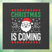クリスマスがやってくるサンタクロースの雪だるま ウィンドウサイン (シート3)