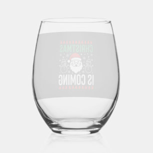 クリスマスがやってくるサンタクロースの雪だるま ステムなしワイングラス