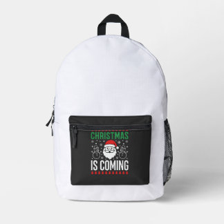 クリスマスがやってくるサンタクロースの雪だるま プリントバックパック