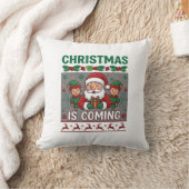 クリスマスがやってくる サンタクロース エルフ トナカイ クッション (ブランケット)