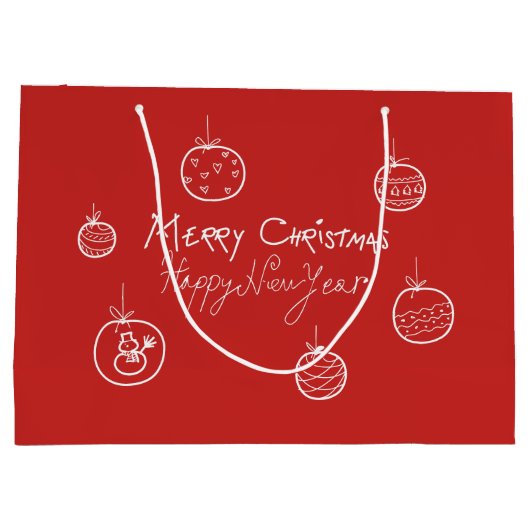 クリスマスがん星占い占星術赤エレガント ラージペーパーバッグ (裏面)