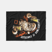 クリスマスがサンタおもしろいドキングベアXに中止 フリースブランケット (正面(横))