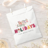 クリスマスがテーマの可愛い犬のファミリー　モダン フェイバーバッグ (クリップ留めされた状態)