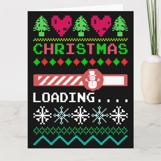 クリスマスがローディング中 面白い ダサいクリスマススウェット カード (正面)