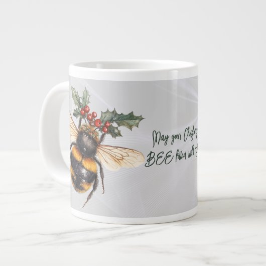 クリスマスが喜びに満ちたBEEでありますように ジャンボコーヒーマグカップ (正面左)