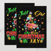 クリスマスが大好きなだけの女の子の7月のキュートなフラミンゴ 招待状 (正面/裏面)