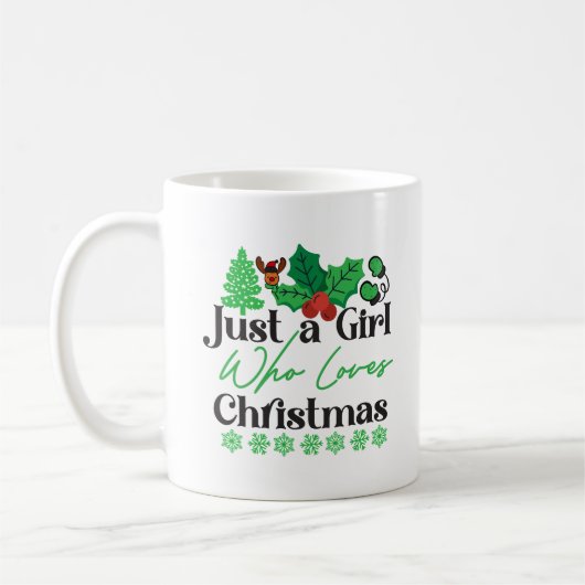 クリスマスが大好きな女の子だ コーヒーマグカップ (左)