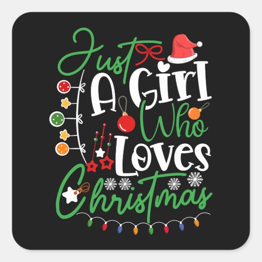 クリスマスが大好きな女の子 スクエアシール (正面)