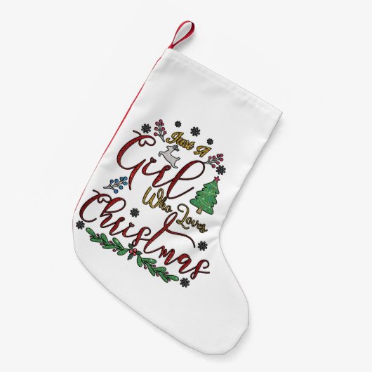 クリスマスが大好きな女の子 スモールクリスマスストッキング (正面 (吊り時))