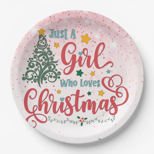 クリスマスが大好きな女の子 ペーパープレート (正面)